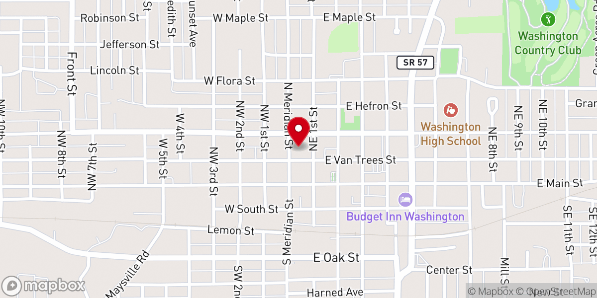 Map showing location of Washington Christ United Methodist Church