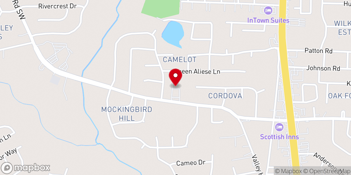 Map showing location of Valley Hill Baptist Church