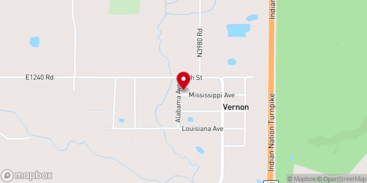 Map showing location of New Hope Baptist Church