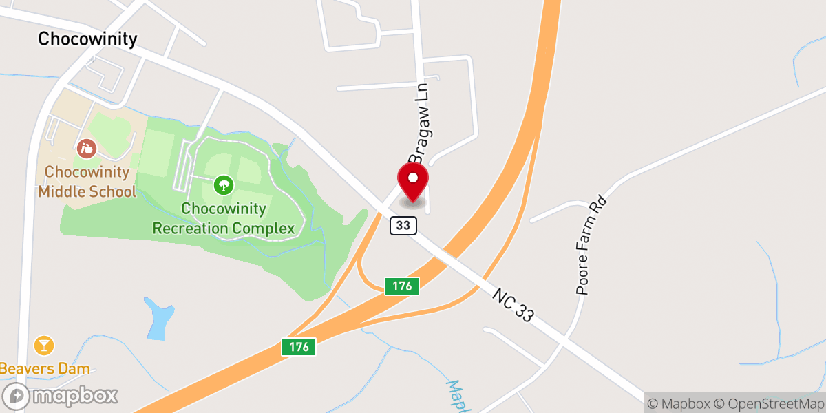 Map showing location of ECU Health Family Medicine - Chocowinity