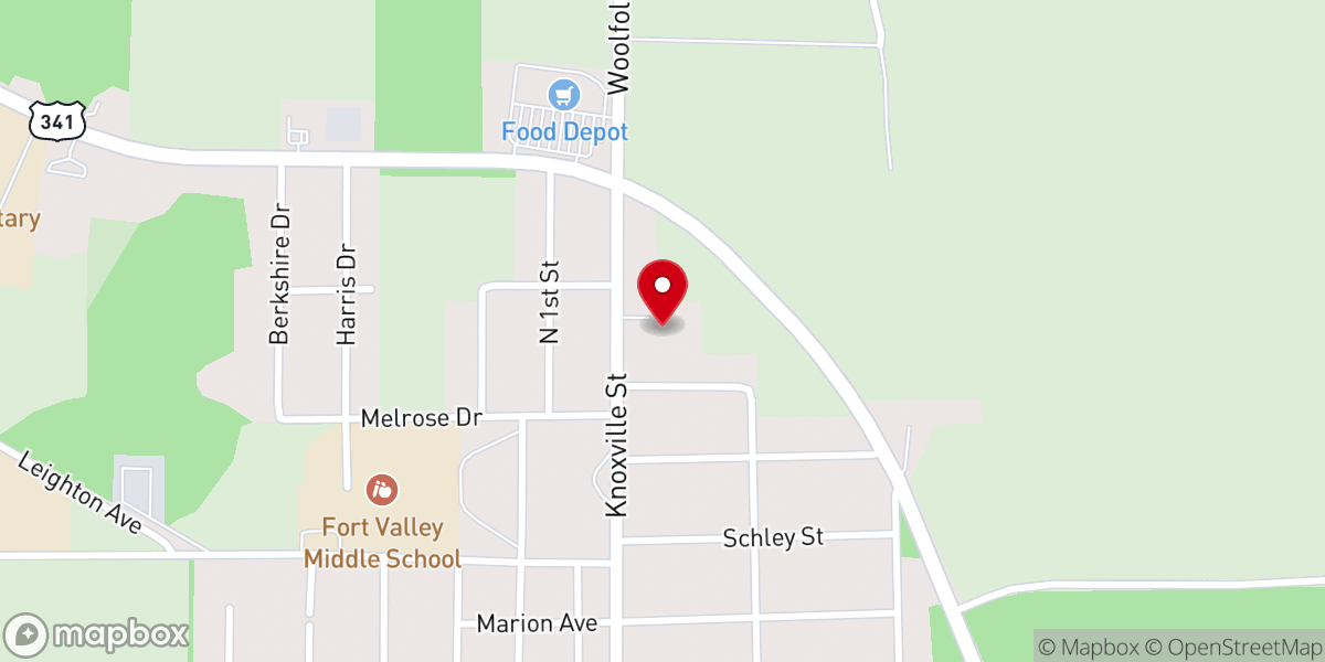 Map showing location of Chamlee Baptist Church