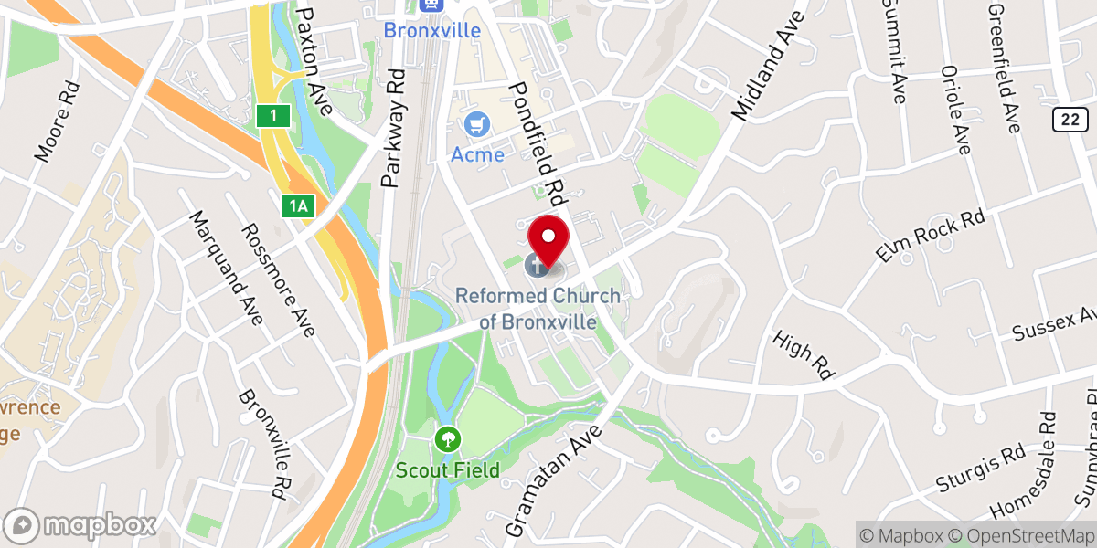 Map showing location of The Reformed Church of Bronxville