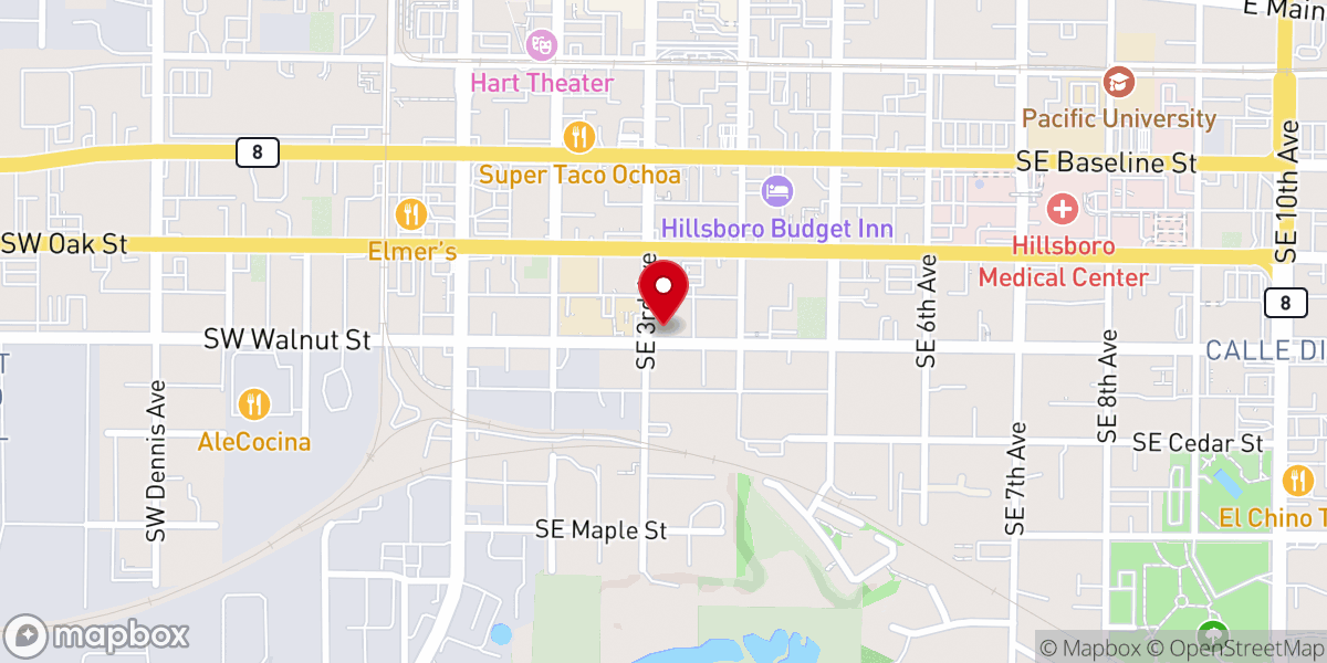 Map showing location of Hillsboro Columbus Club
