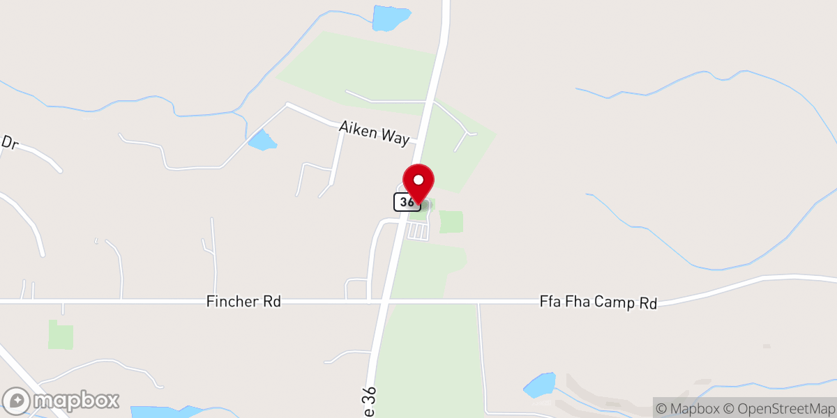 Map showing location of Historic Red Oak Church