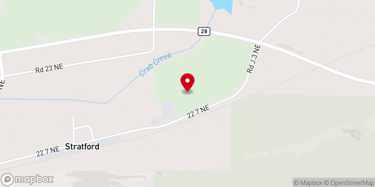 Map showing location of Stratford, WA 98853