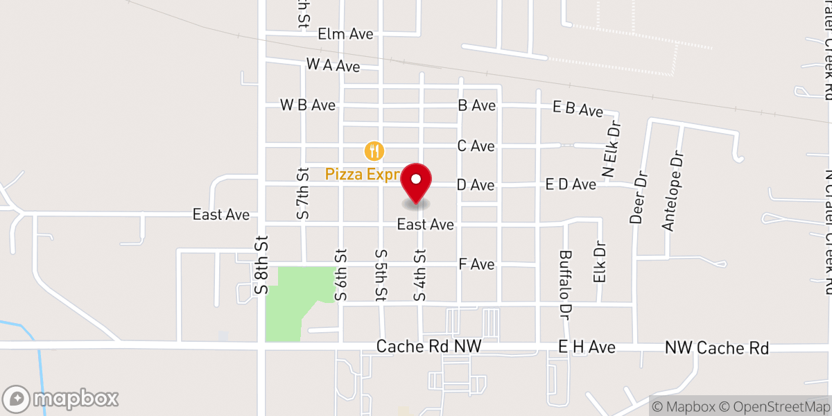 Map showing location of First Baptist Church of Cache