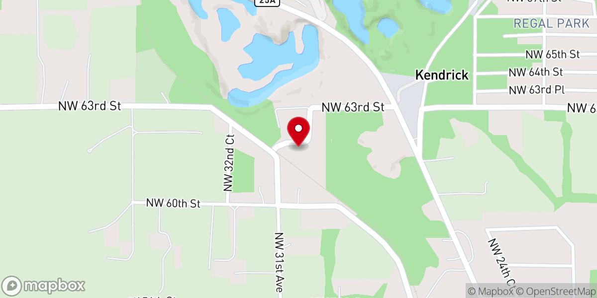 Map showing location of Kendrick Baptist Church