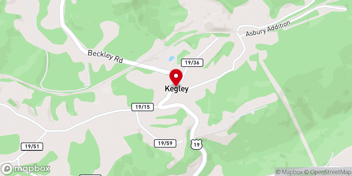 Map showing location of Kegley Baptist Church