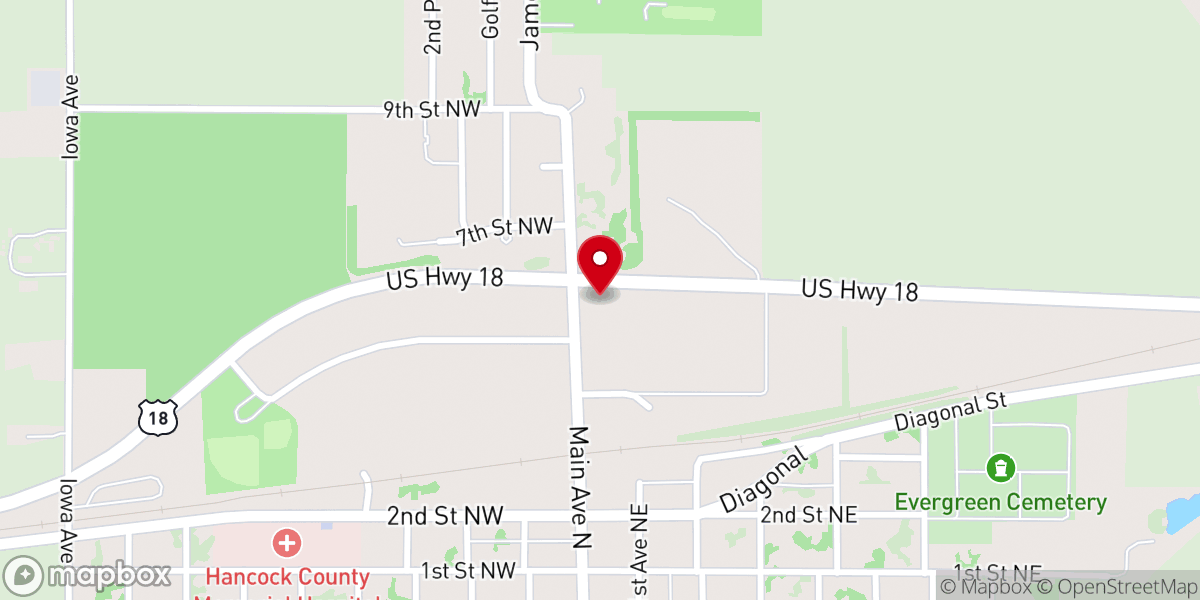 Map showing location of Britt Christian Reformed Church