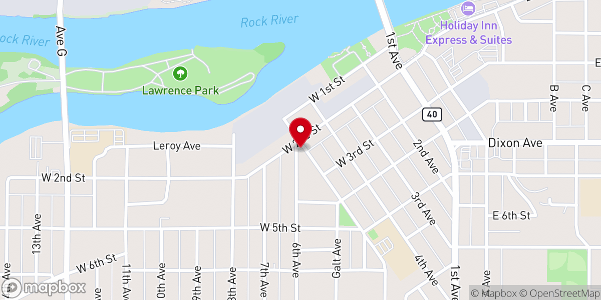 Map showing location of Rock Falls Seventh Day