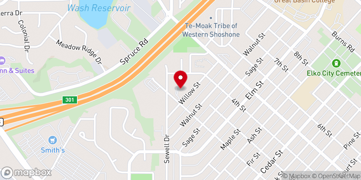 Map showing location of St. Mark Lutheran Church of Elko, Nevada