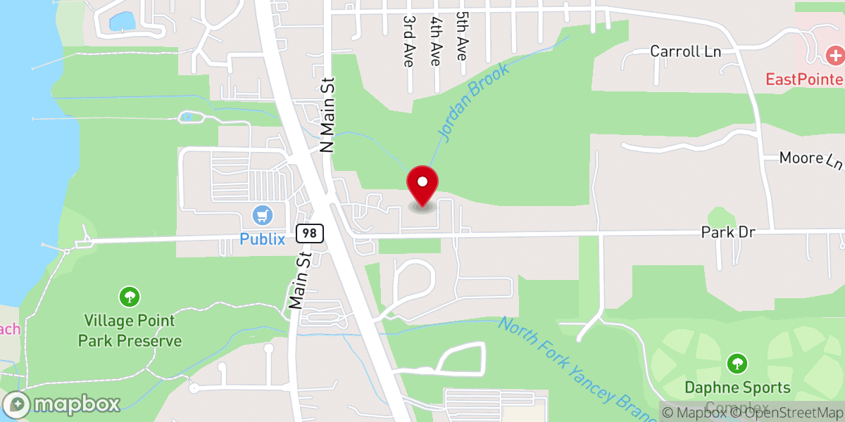Map showing location of Eastern Shore Baptist Church