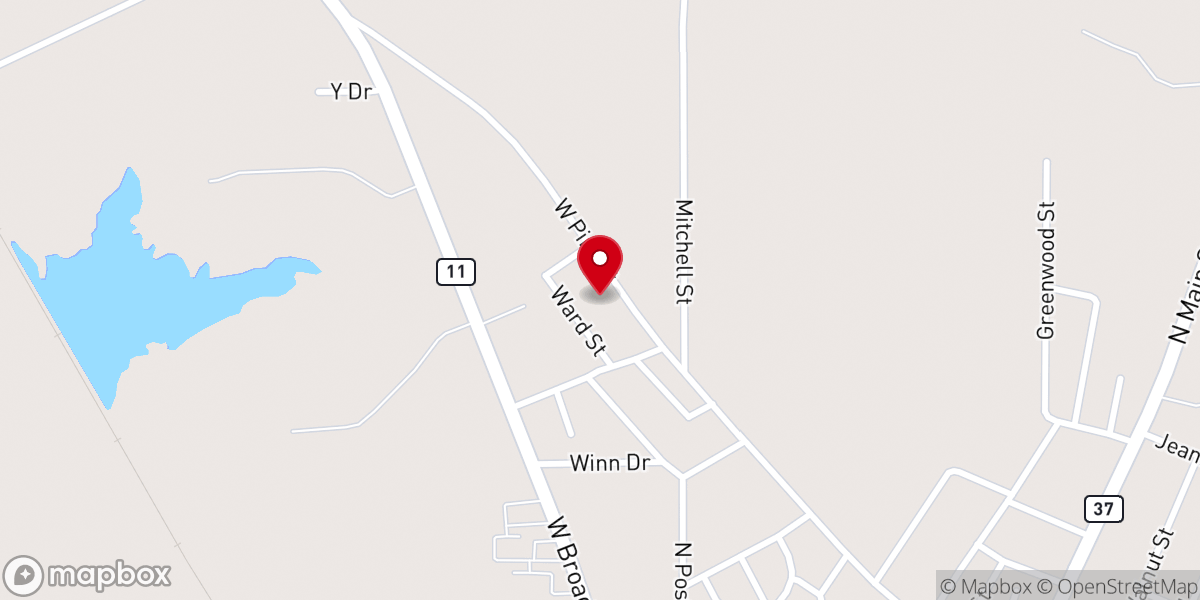 Map showing location of Pine Street Baptist Church
