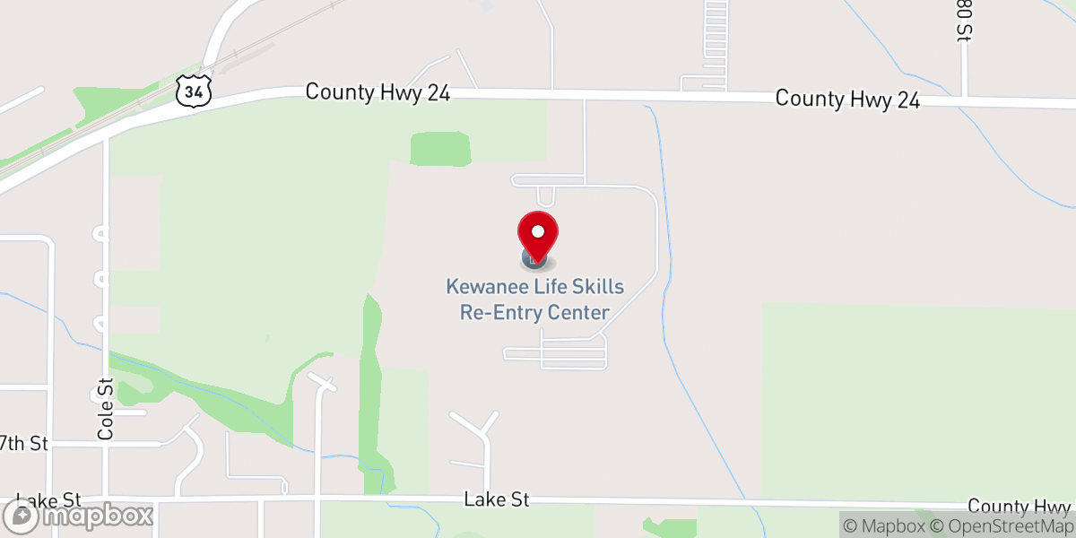 Map showing location of Kewanee Life Skills Re-Entry Center