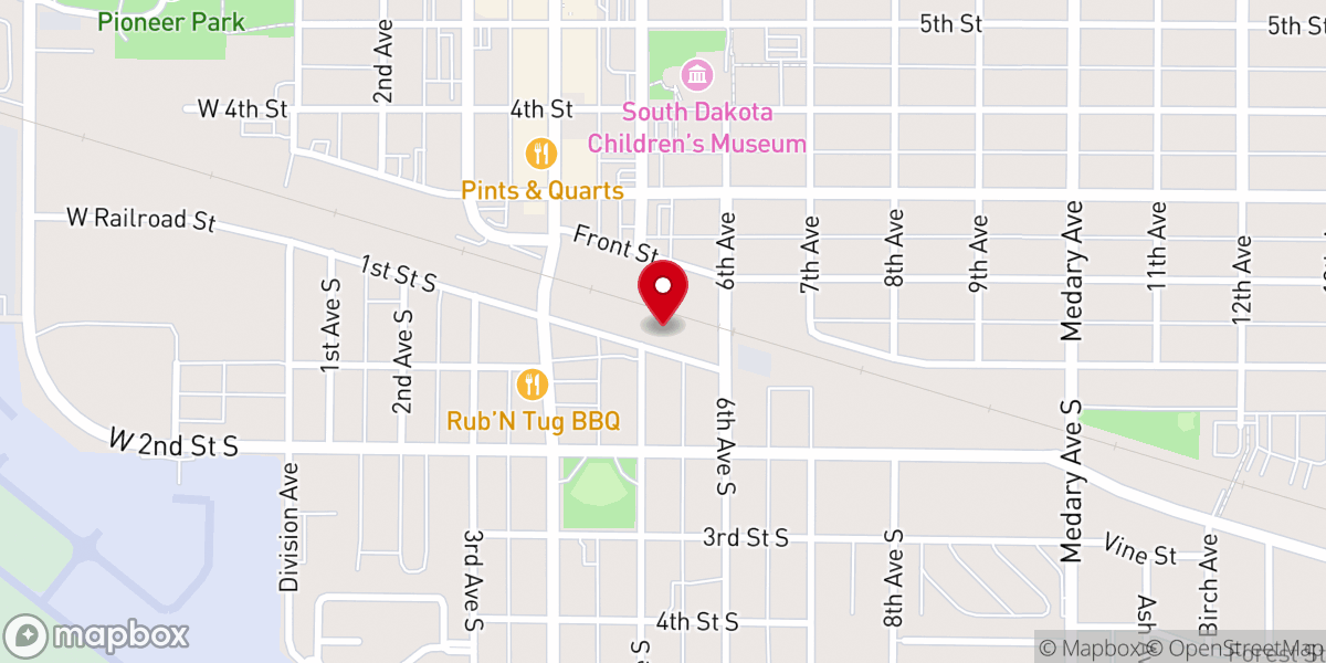 Map showing location of Rykhus-Nelson Siding, Windows & Seamless Gutters