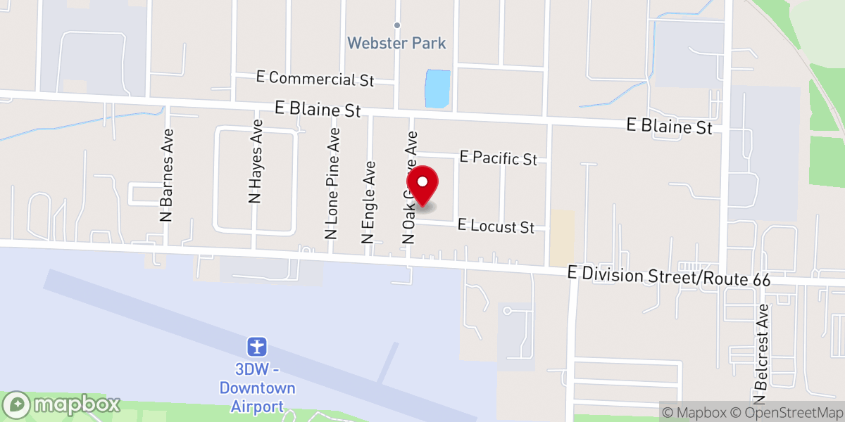 Map showing location of East Side General Baptist Church