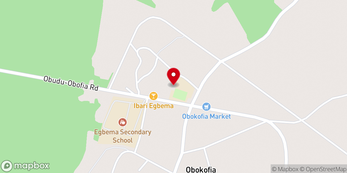 Map showing location of St. Anthony Catholic Parish, Obokofia, Egbema, Ohaji/Egbema LGA, Imo State