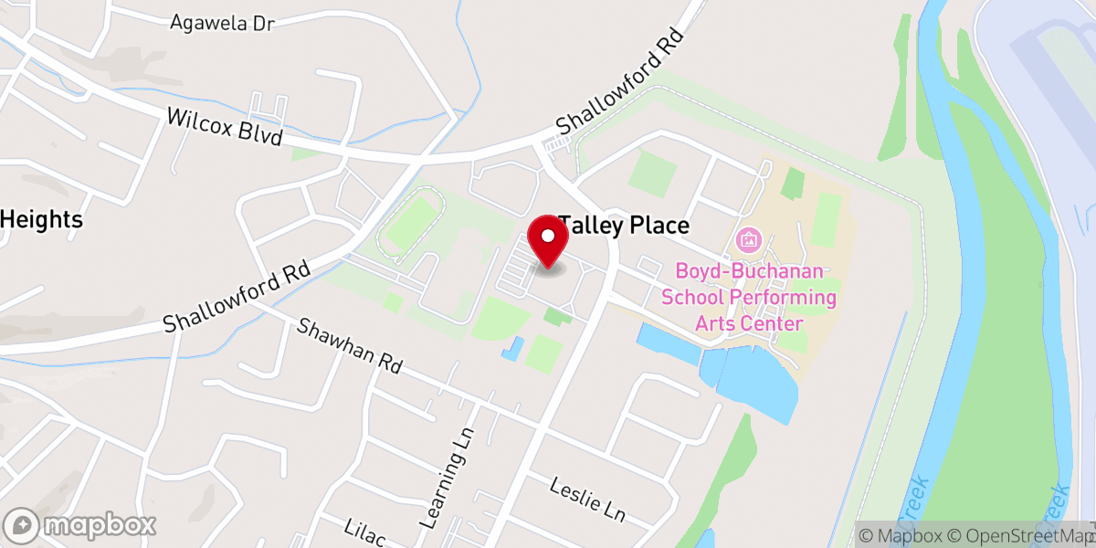 Map showing location of First Cumberland Presbyterian Church