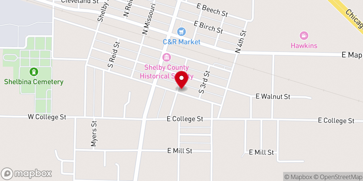 Map showing location of Shelbina United Methodist After