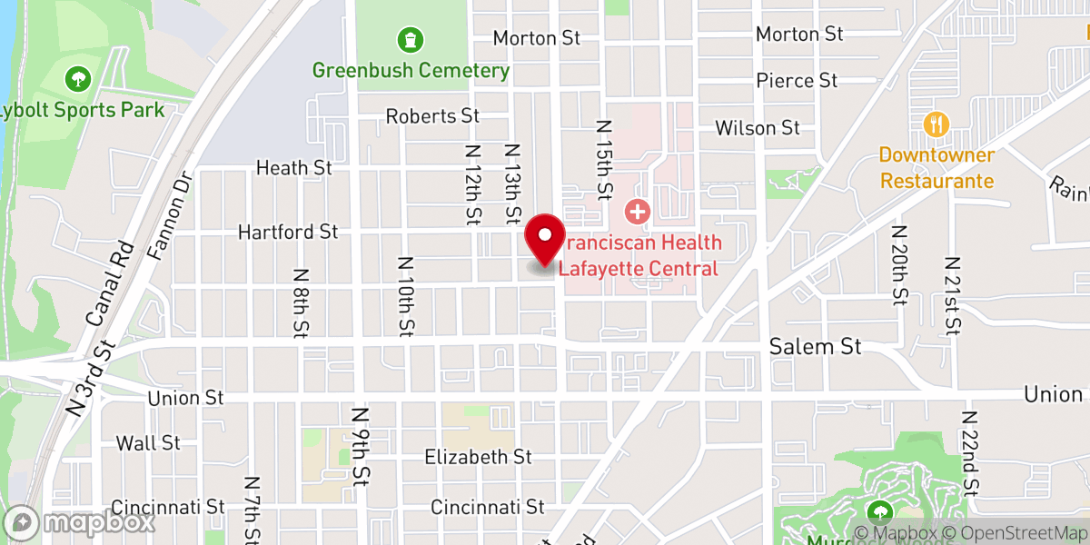 Map showing location of Tippecanoe United Food pantry