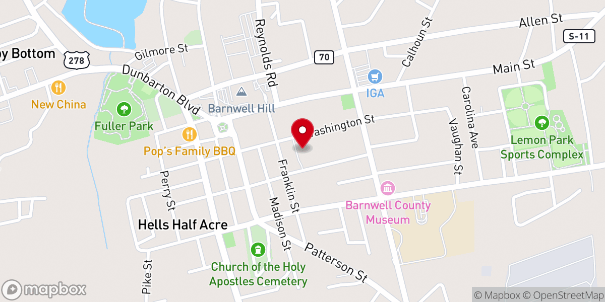 Map showing location of Old Presbyterian Church