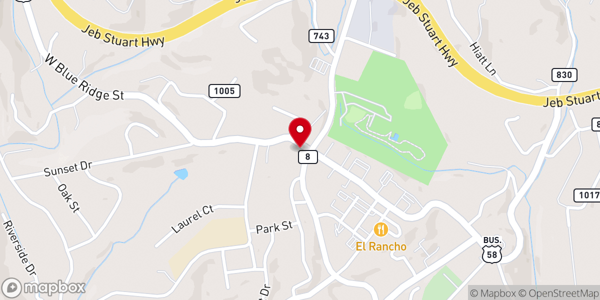 Map showing location of Stuart Primitive Baptist Church