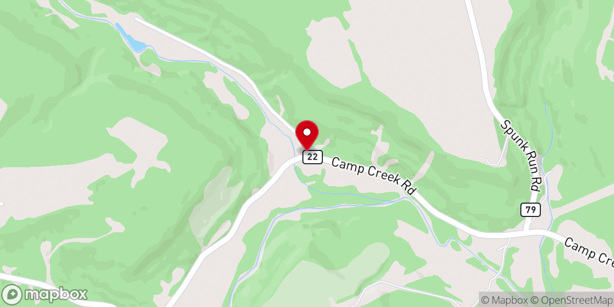 Map showing location of Camp Creek House of Prayer