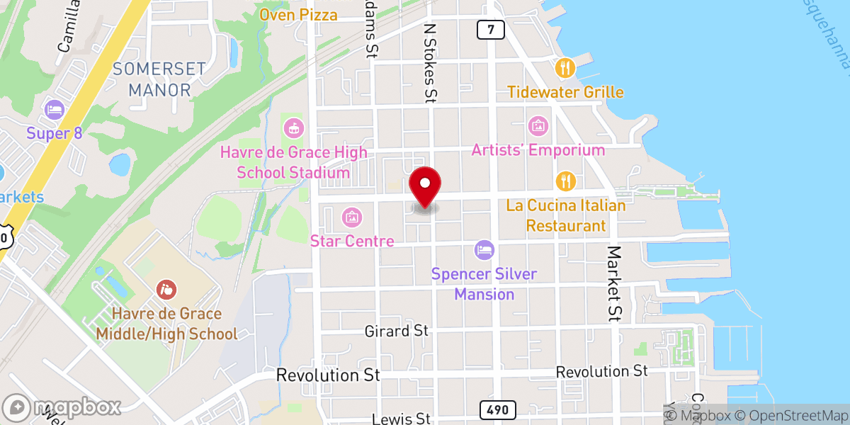 Map showing location of First Baptist Church