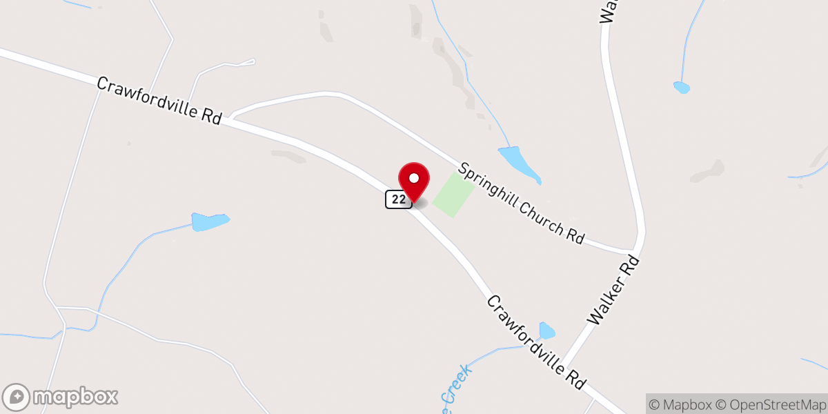Map showing location of New Springhill Baptist Church