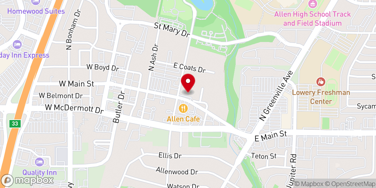Map showing location of Trinity Chinese Church - Allen Fellowship