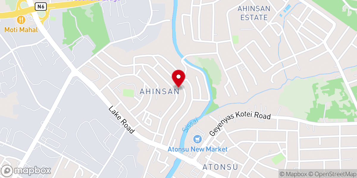 Map showing location of Ahinsan Baptist Church