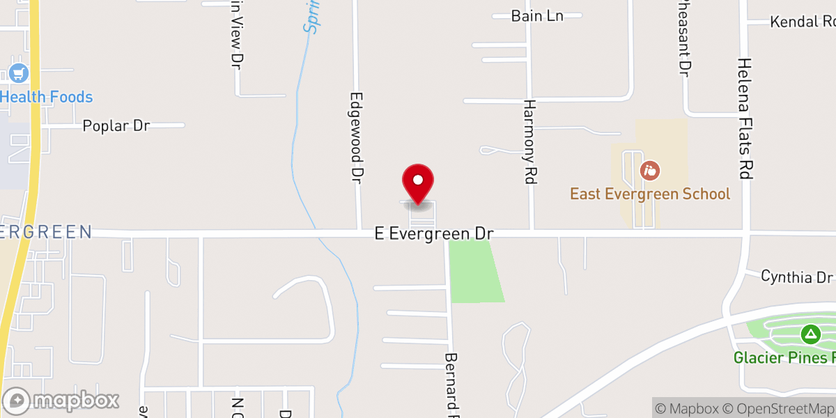 Map showing location of Evergreen Alliance Church