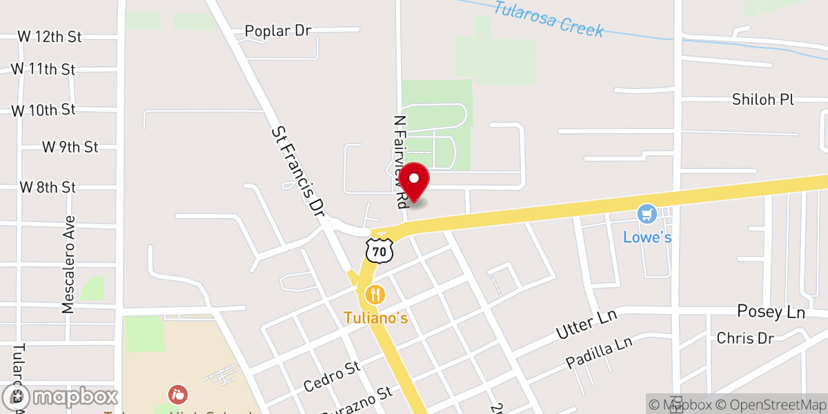Map showing location of Tularosa Community Church