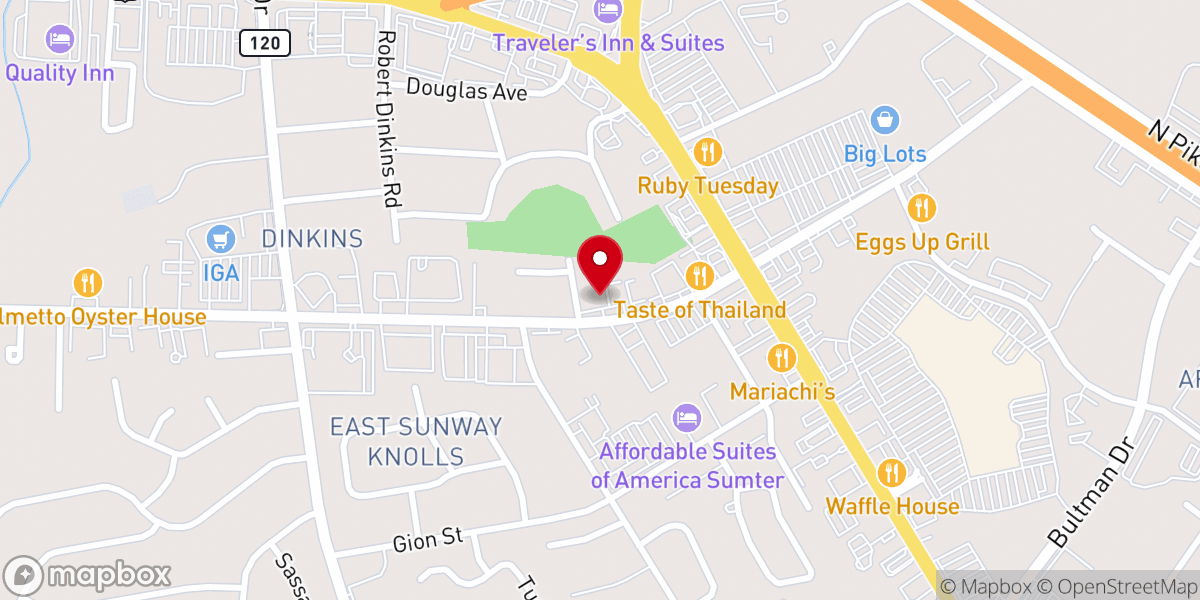 Map showing location of Dominion Church - Sumter Campus