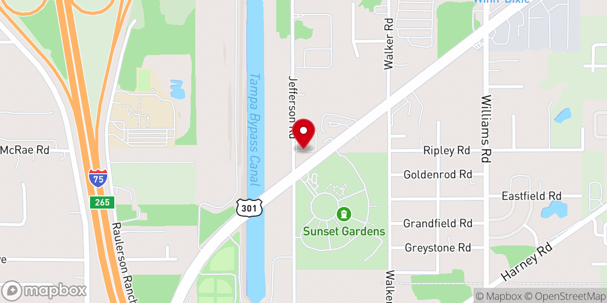 Map showing location of Tampa Life Church