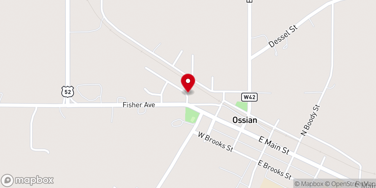Map showing location of Ossian Care Center