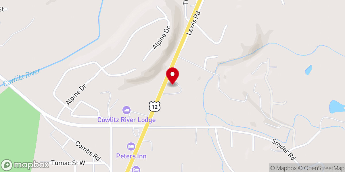 Map showing location of Packwood Community Presbyterian Church