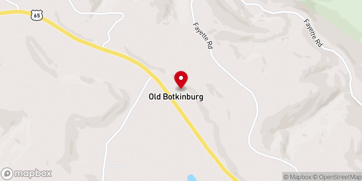Map showing location of Botkinburg Foursquare Church