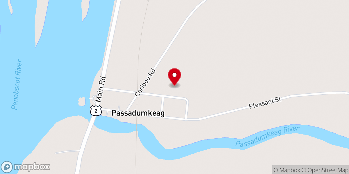 Map showing location of Passadumkeag Baptist Church