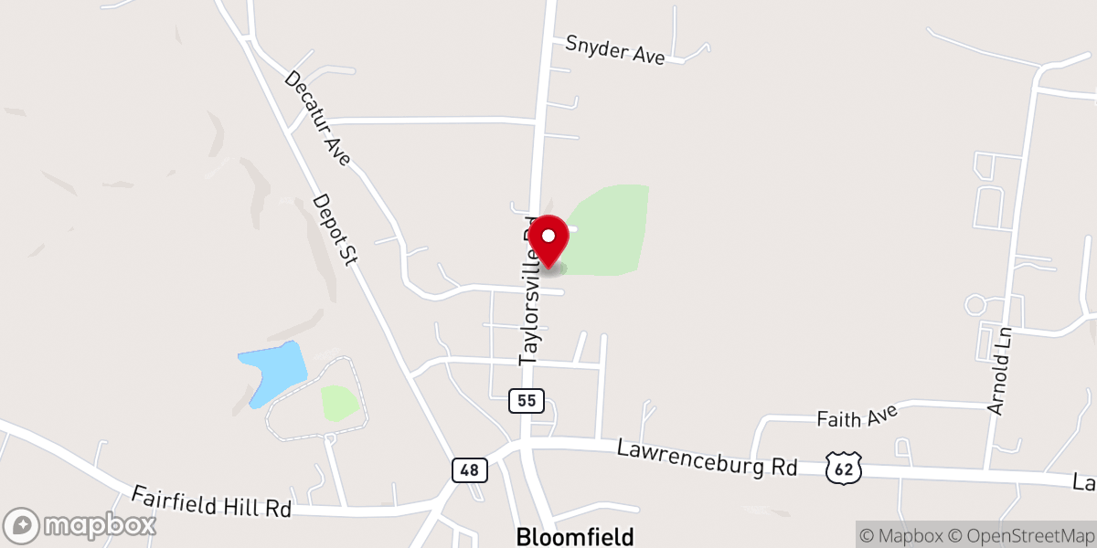 Map showing location of Bloomfield Christian Church