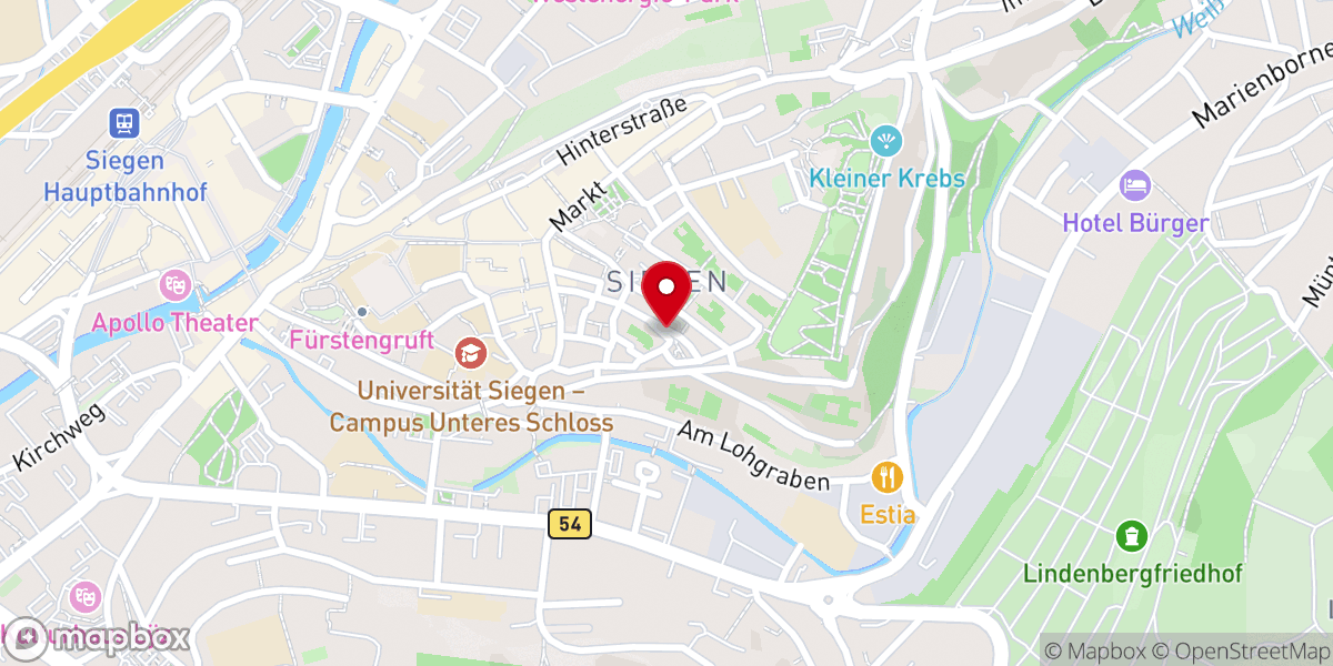 Map showing location of Altstadt von Siegen