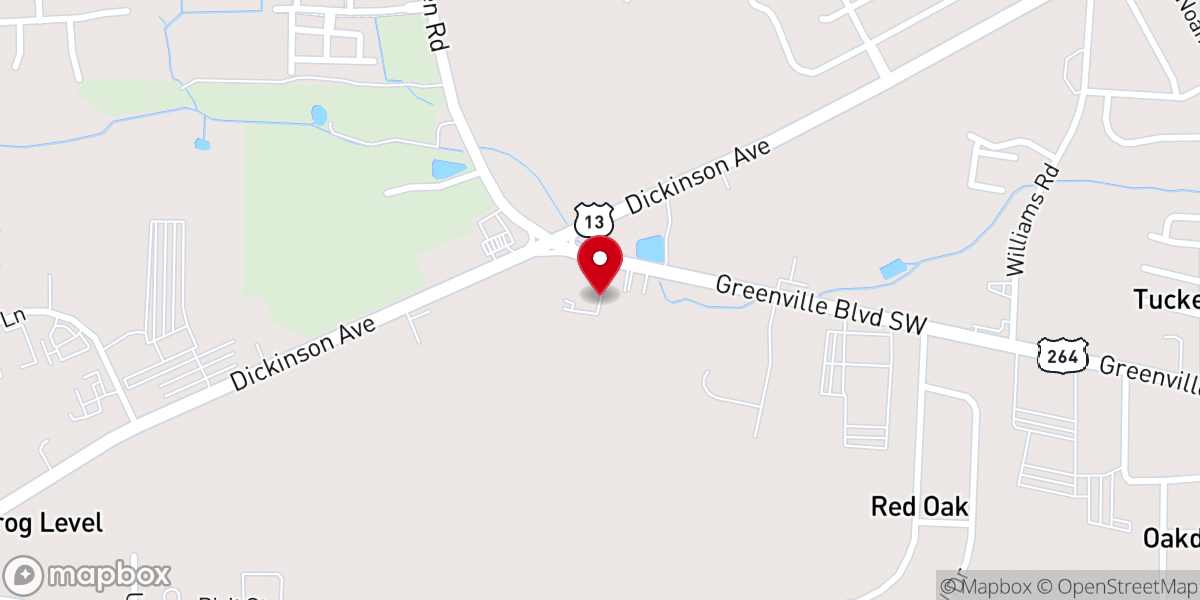Map showing location of Red Oak Christian Church
