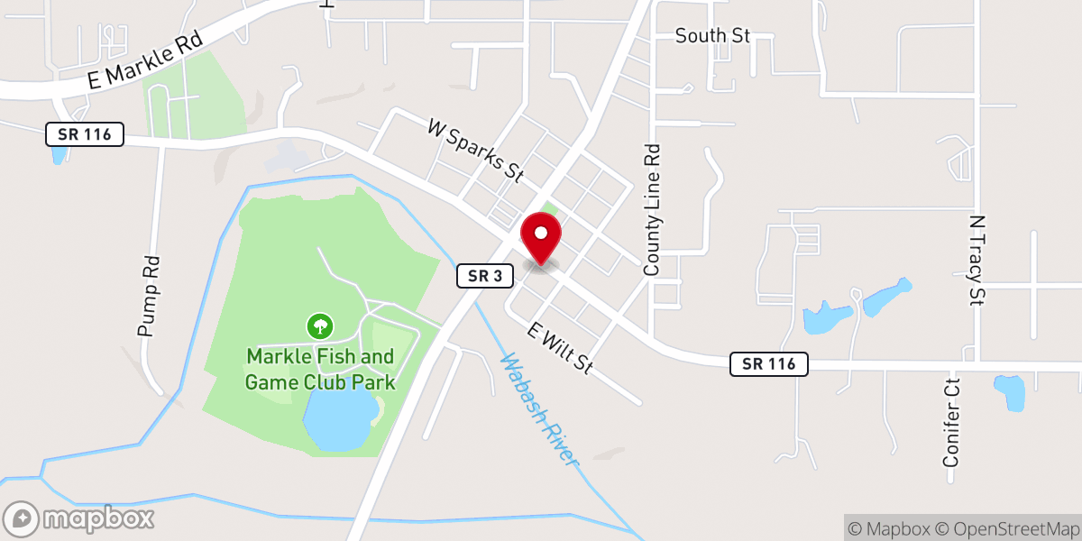 Map showing location of Markle Town Hall