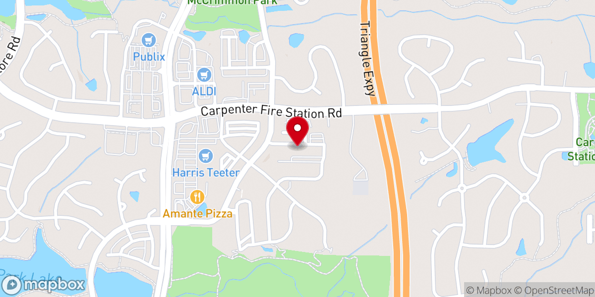 Map showing location of Crowne at Cary Park