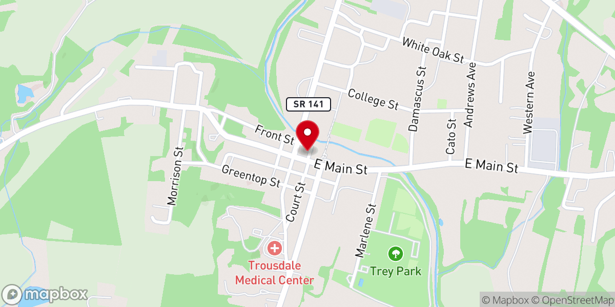 Map showing location of Rocky Creek Fellowship Church