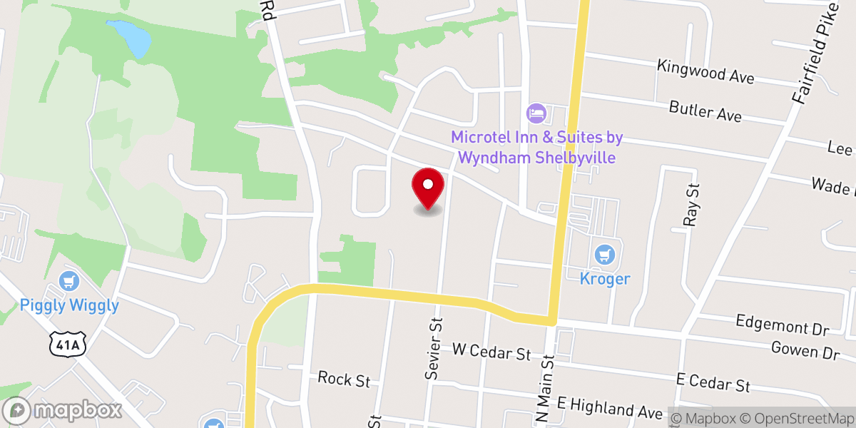 Map showing location of Sevier Street First Baptist