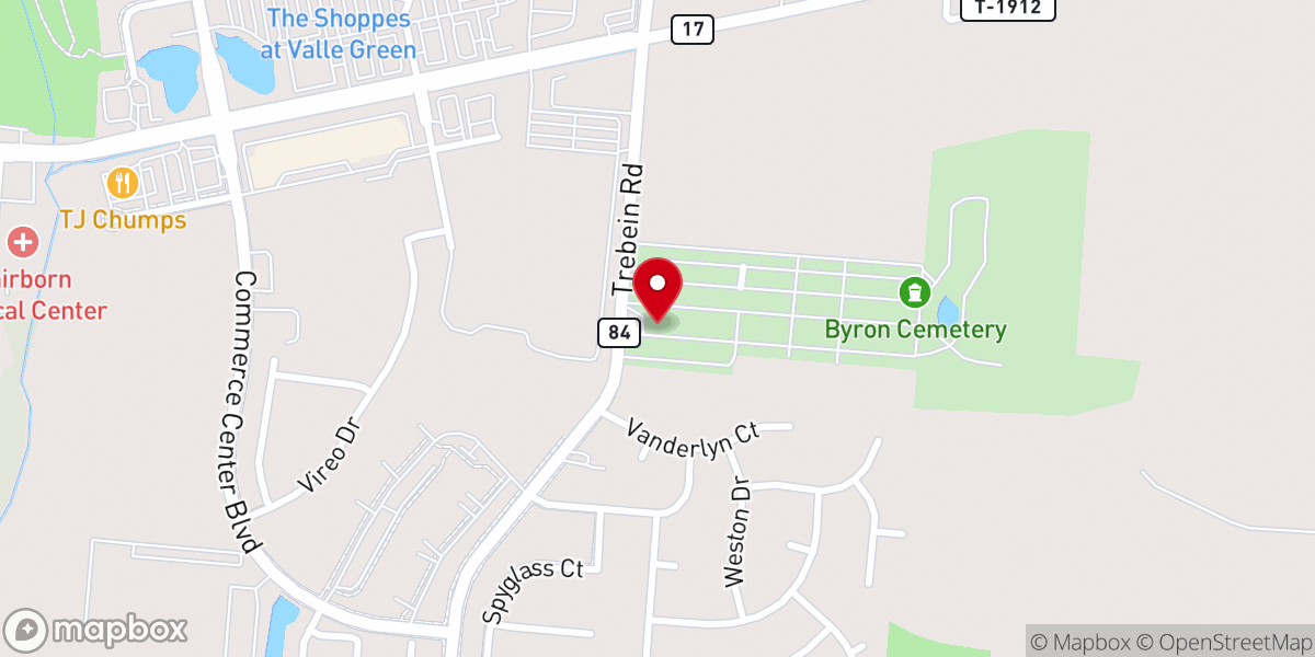 Map showing location of Byron Church