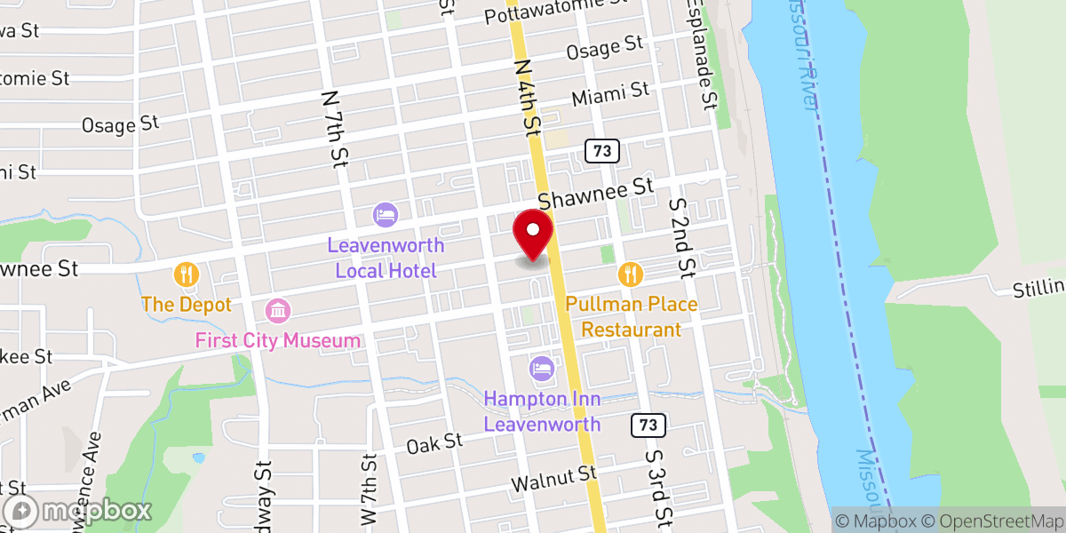 Map showing location of Leavenworth Heritage Church