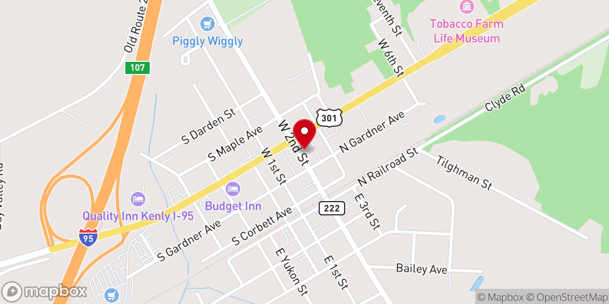 Map showing location of Kenly Area Ministries Inc