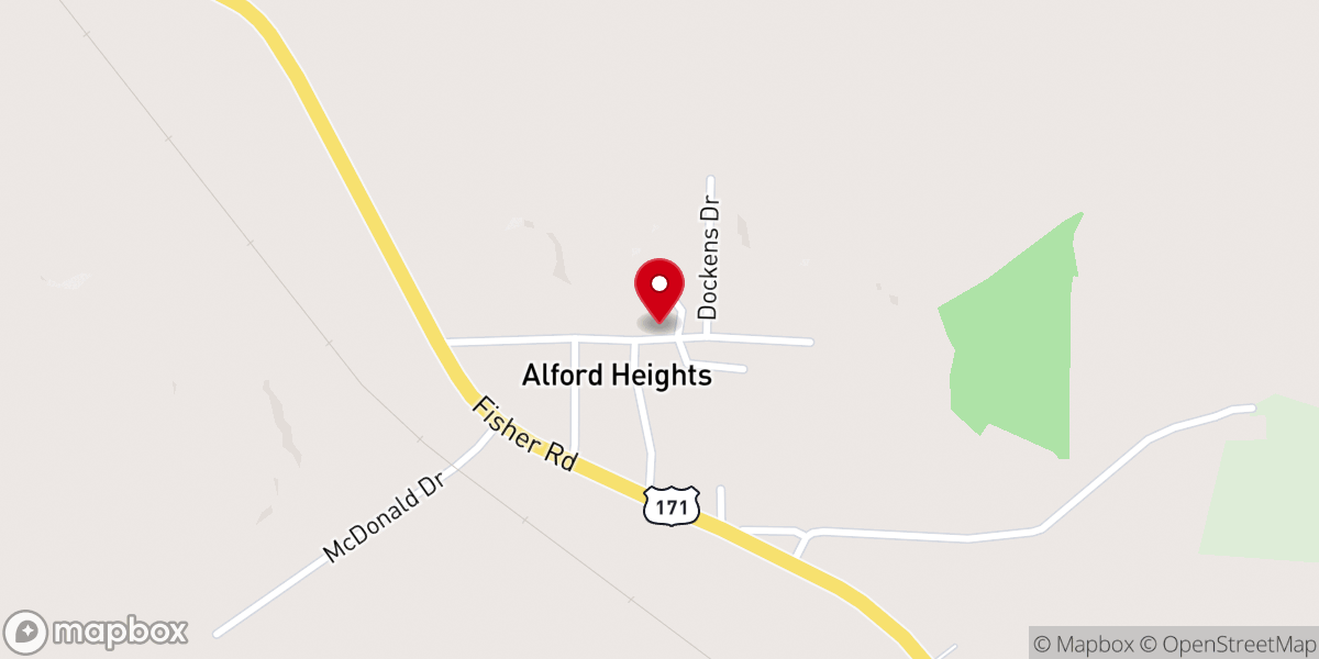 Map showing location of Alford Heights Baptist Church